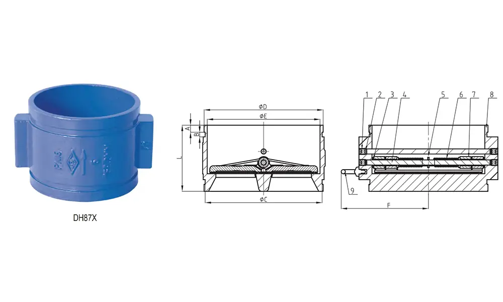 Double Door Grooved Check Valve DH87X PN10/16